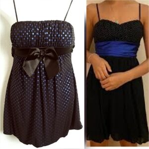Taboo Vintage Y2K Gothic Black and Blue Polka Dot Dress Size S Casual Party